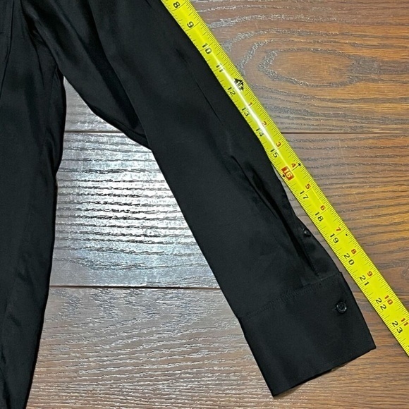 Black Satin Shirt‎ Dress Long Sleeve Button Up Pockets Oversized XS - Picture 10 of 10